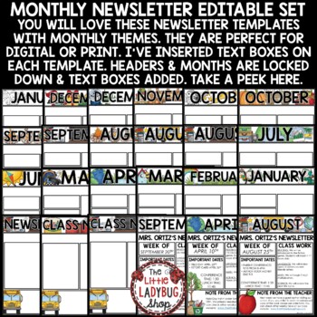 Editable Classroom Monthly Weekly Newsletter Template Back to School Digital-2