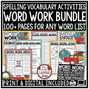 Word Work Spelling Activities Vocabulary Worksheets
