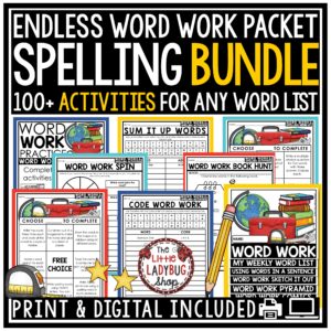 Word Work Spelling Activities Vocabulary Worksheets
