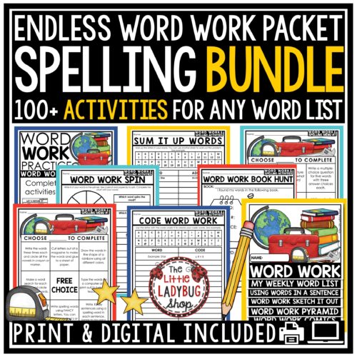 Word Work Spelling Activities Vocabulary Worksheets