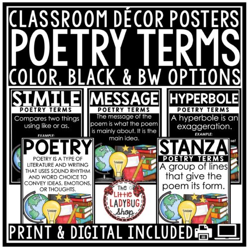 Poetry Term Posters 3rd 4th Grade