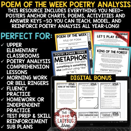 Poem of the Week Elements of Poetry Analysis Reading Comprehension