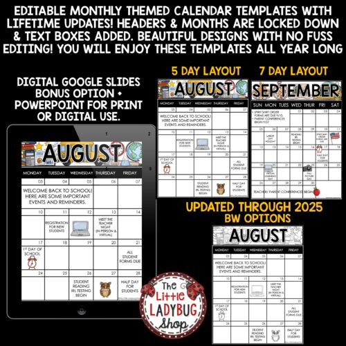 Weekly Classroom Newsletter Editable Calendar Templates
