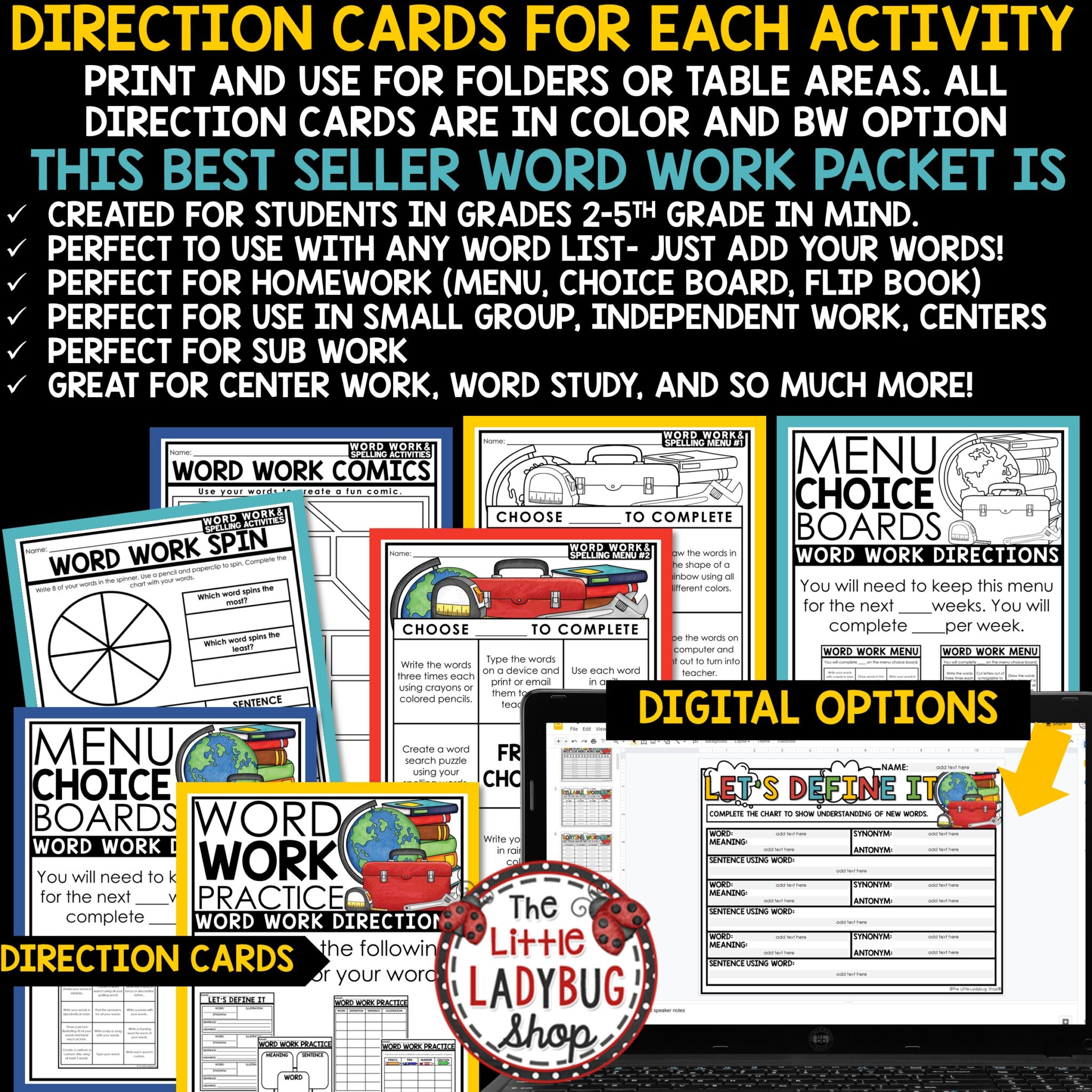 Word Work Spelling Activities Vocabulary Worksheets - The Little ...