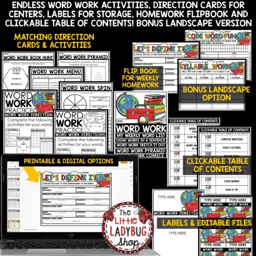 Word Work Spelling Activities Vocabulary Worksheets