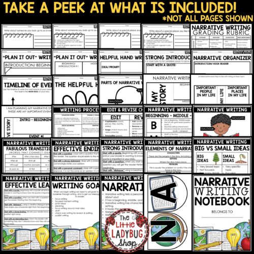 Personal Narrative Writing Prompts Unit Graphic Organizers perfect for upper elementary students in 3rd 4th 5th grade