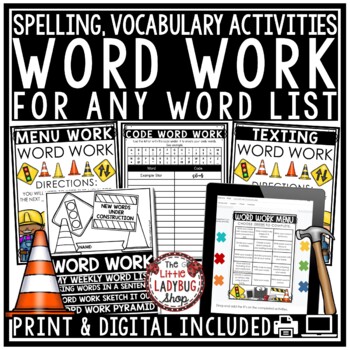 Spelling Activities for Any List of Word Work Practice Vocabulary Worksheets-1