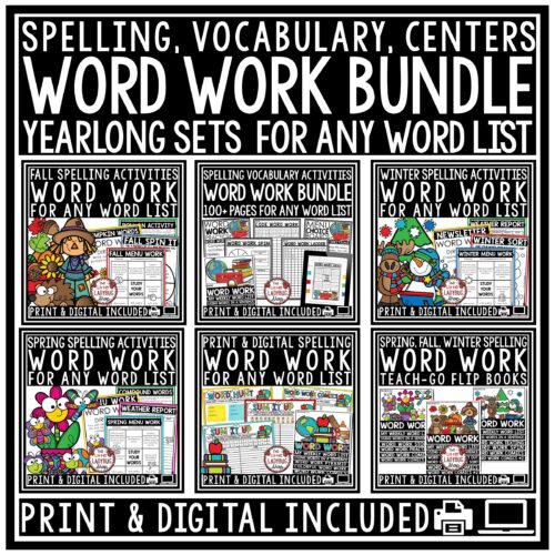 Word Work Activities and Spelling Activities Bundle