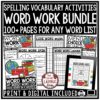 Word Work Activities and Spelling Worksheets