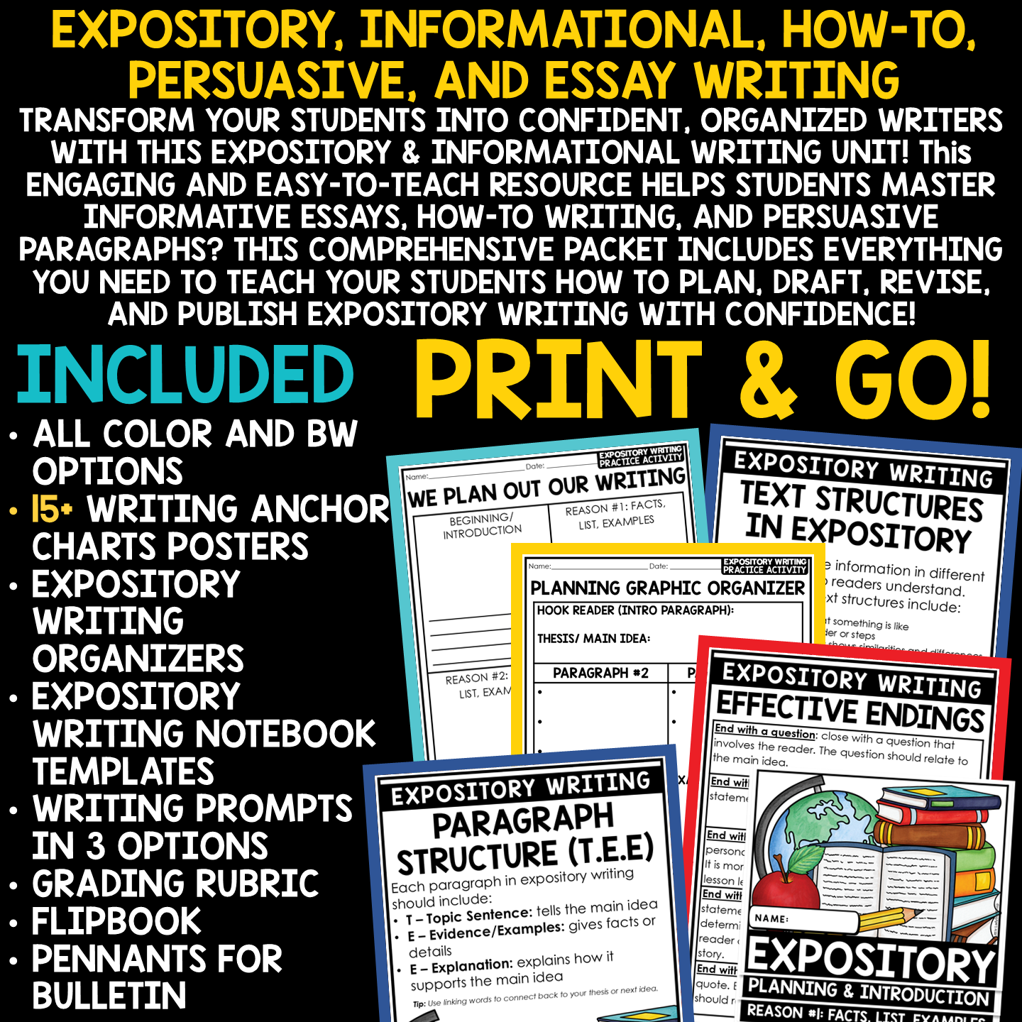 Expository Informational Text Writing Prompts Persuasive Graphic Organizers
