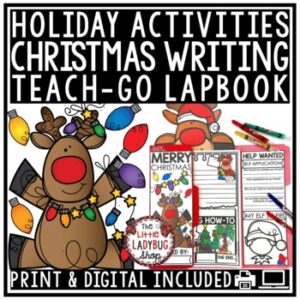 December Christmas Writing Activities Prompts, Letter to Santa, Elf Application-1
