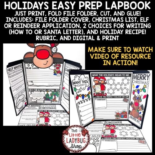 December Christmas Writing Activities Prompts, Letter to Santa, Elf Application