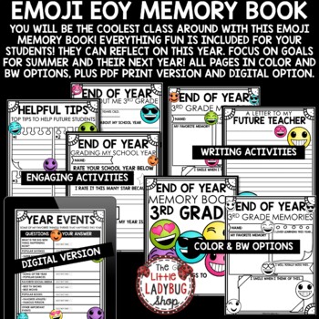 Emoji Theme 3rd Grade End of Year Memory Book Writing Activities Keepsake-3