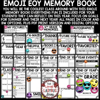 Emoji Theme 4th Grade End of Year Memory Book Writing Activities Keepsake-2