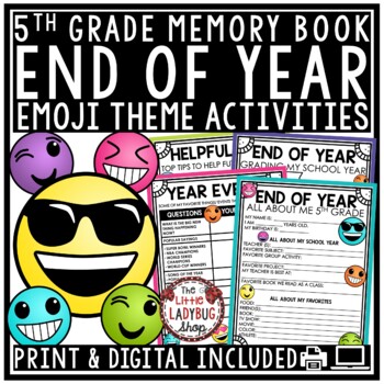 Emoji Theme 5th Grade End of Year Memory Book Writing Activities Keepsake-1