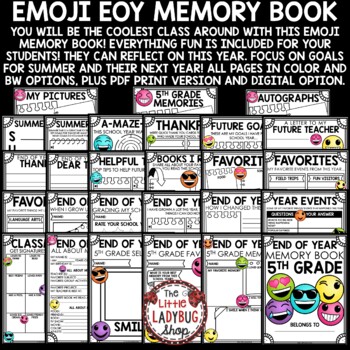 Emoji Theme 5th Grade End of Year Memory Book Writing Activities Keepsake-2