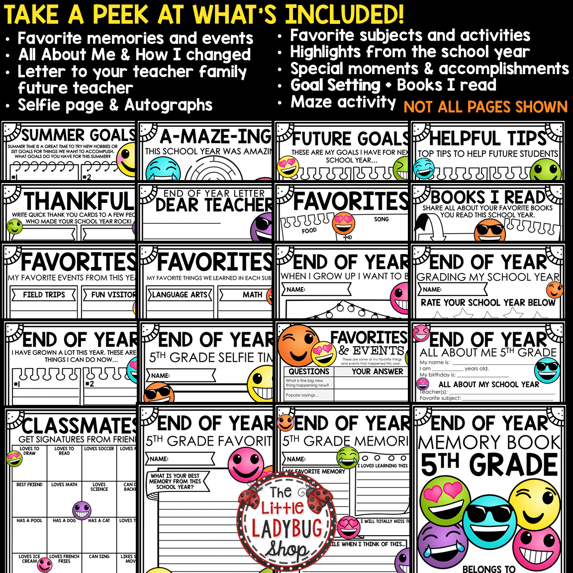 Emoji End of Year Memory Book 5th Grade Last Day Week of School