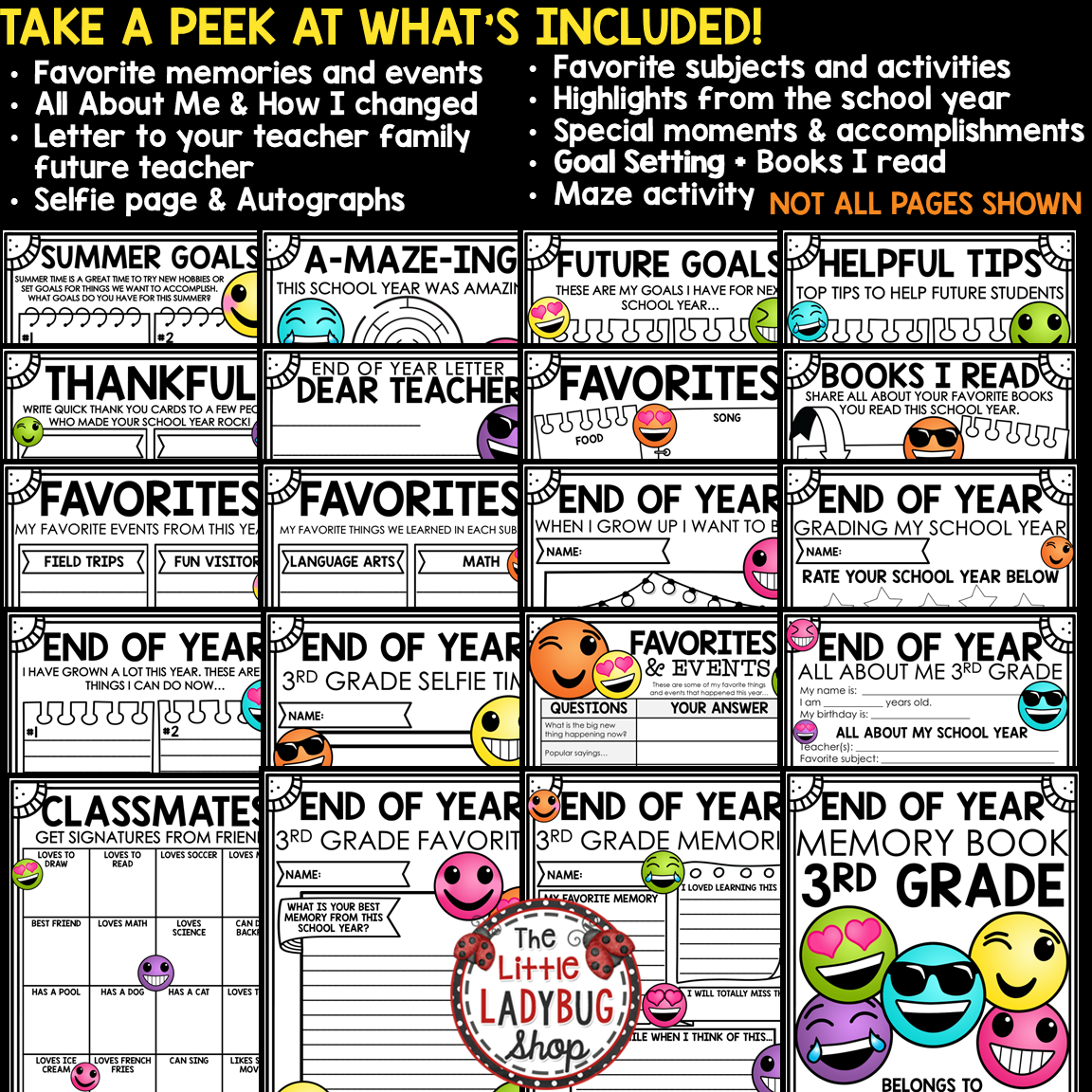 Emoji End of Year Memory Book 3rd Grade Last Day Week of School