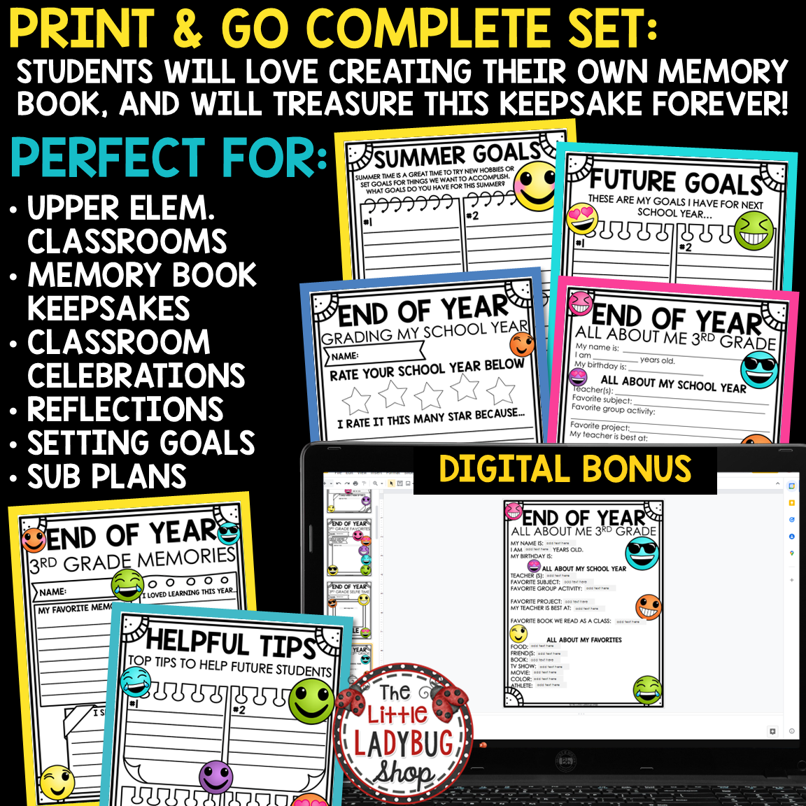 Emoji End of Year Memory Book 3rd Grade Last Day Week of School
