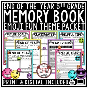 Emoji Theme End of Year Memory Book 5th Grade