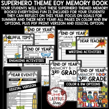Superhero Theme 3rd Grade Project End of Year Memory Book Writing Activities-3