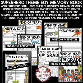 Superhero Theme 4th Grade Project End of Year Memory Book Writing Activities-3