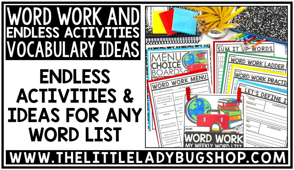 Spelling, Vocabulary, and Word Work Activities