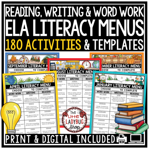 Literacy Centers Early Finishers Activities Writing Prompts Word Work