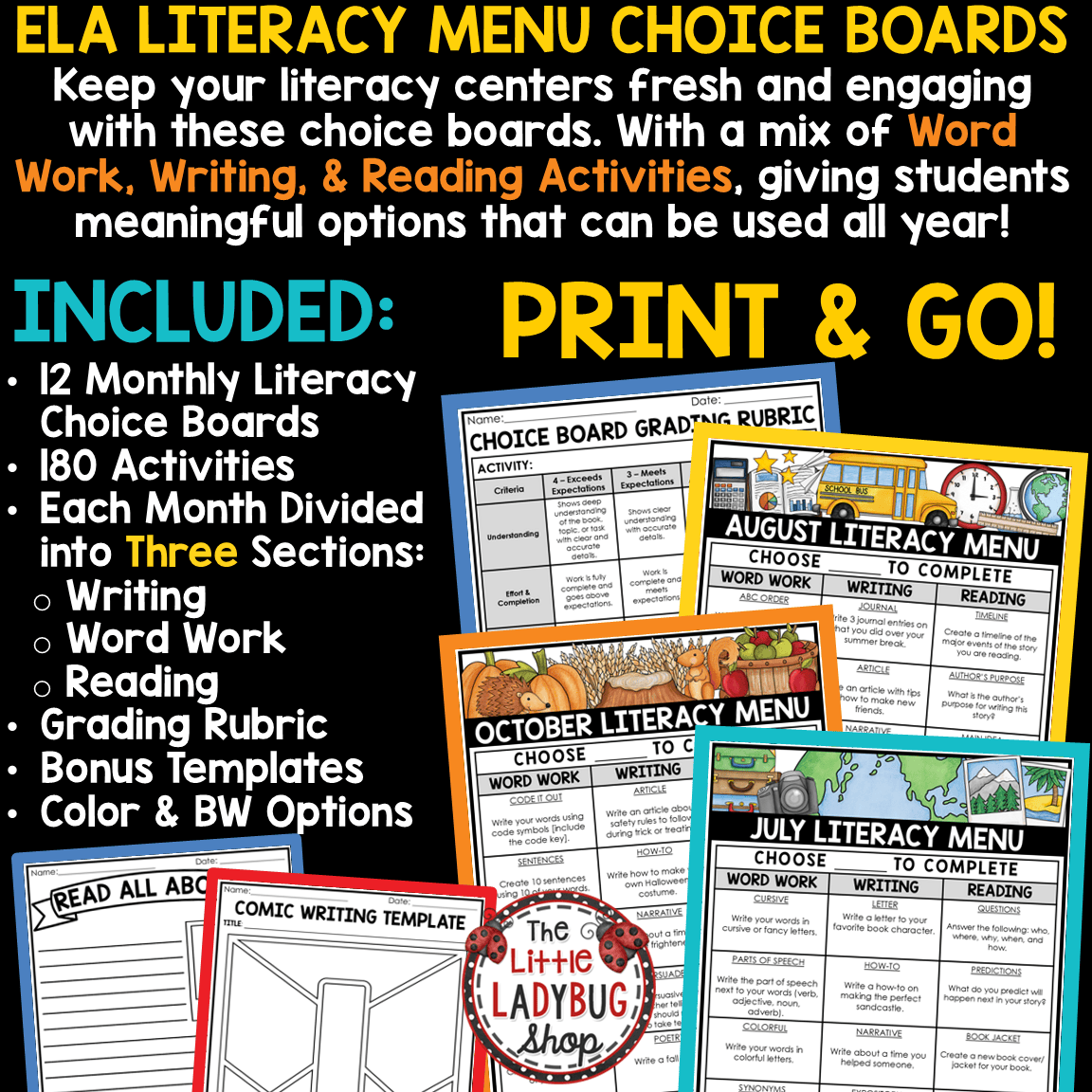 Literacy Centers Early Finishers Activities Writing Prompts Word Work