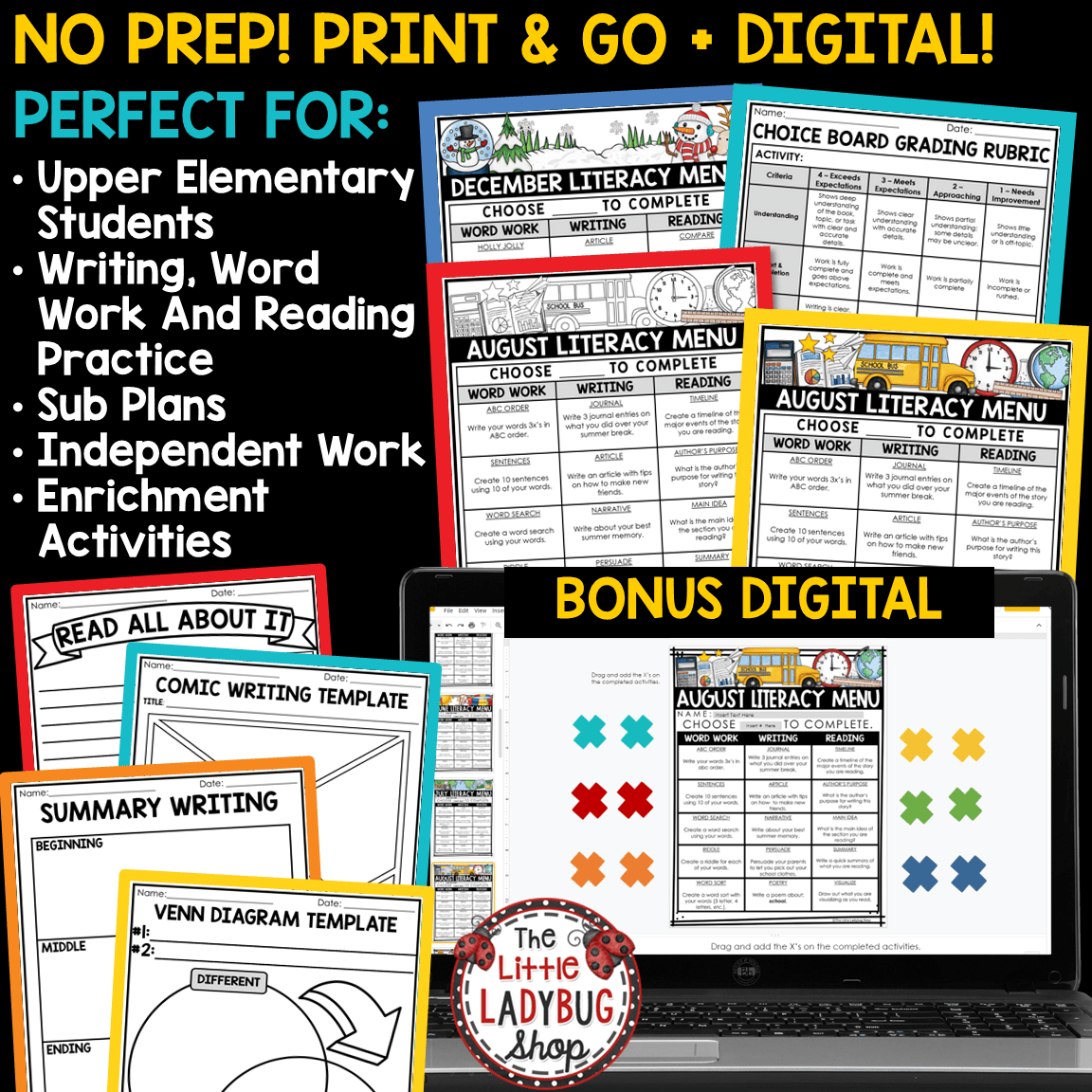 Literacy Centers Early Finishers Activities Writing Prompts Word Work