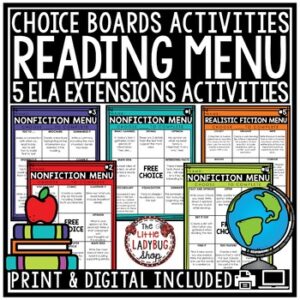 Reading Choice Boards Early Finishers Activities