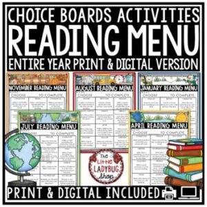 Accountable Independent Reading Response Choice Boards