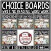 Fast Finishers Reading Writing Choice Boards 3rd 4th Grade Bundle.