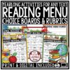 Literacy Reading Response Choice Boards for students in upper elementary in 3rd, 4th and 5th grade.