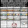 Literacy Reading Response Choice Boards for students in upper elementary in 3rd, 4th and 5th grade.
