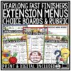 ELA Fast Finishers Activities Choice Boards for students in upper elementary in 3rd, 4th and 5th grade.