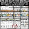 ELA Fast Finishers Activities Choice Boards for students in upper elementary in 3rd, 4th and 5th grade.