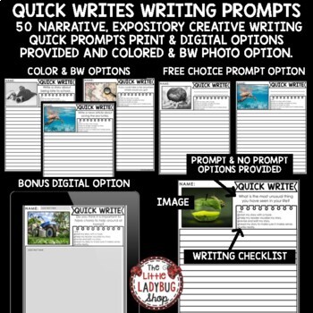 Photo Picture Writing Prompts 3rd, 4th Grade Daily Quick Writes Activity