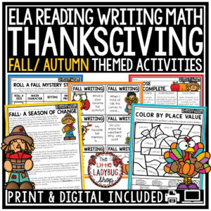 History of Thanksgiving Reading Activity Fall Writing Prompts