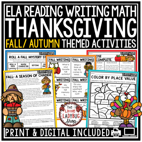 History of Thanksgiving Reading Activity Fall Writing Prompts