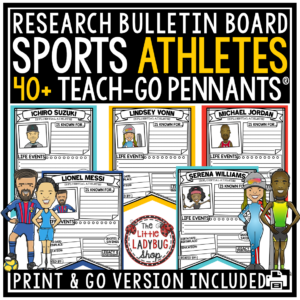 World Famous Sports Athletes Research Report Templates Bulletin Board perfect for upper elementary 3rd 4th 5th grade