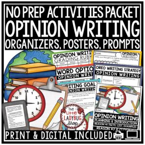 Opinion Writing Prompts Practice, Anchor Charts and Organizers