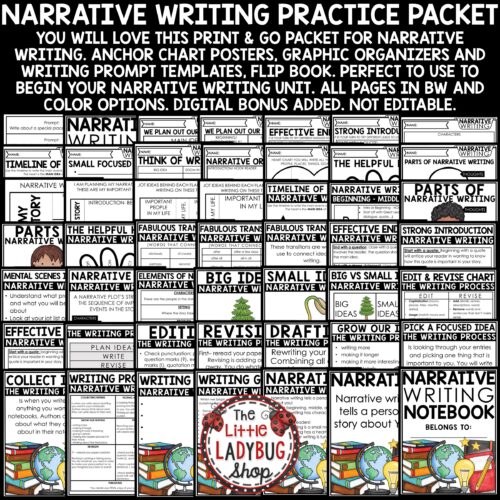 Personal Narrative Writing Prompts Anchor Chart Posters