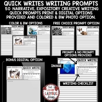 Photo Picture Writing Prompts 3rd, 4th Grade Daily Quick Writes Activity 5