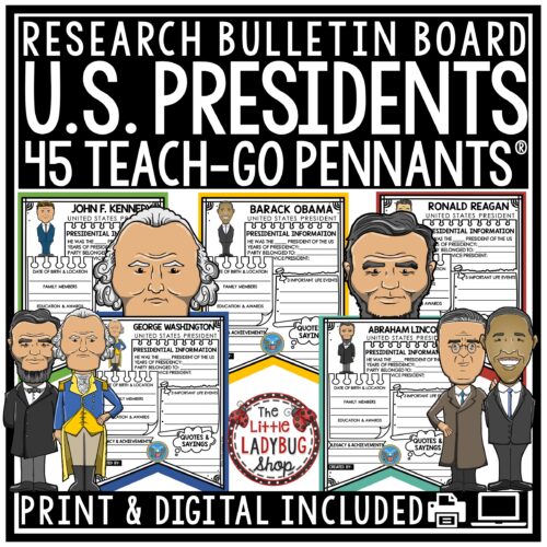 United States Presidents  Research Template Bulletin Board Activities for Upper Elementary Students