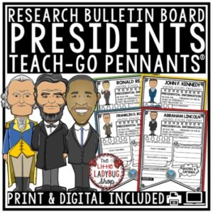 United States US Presidents Day Activities Bulletin Board Biography Templates-1