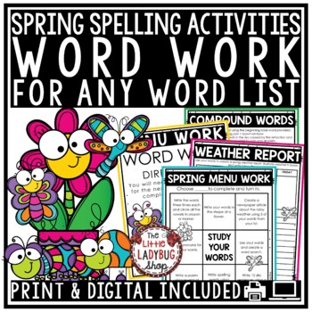 March Spring April Word Work Spelling Activities for Any List Spring Centers-1