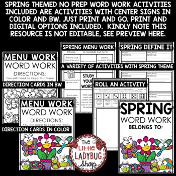 March Spring April Word Work Spelling Activities for Any List Spring Centers-3