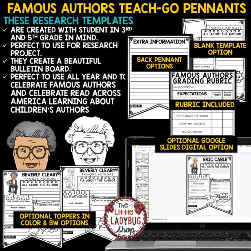 Famous Children's Authors Research Activities for upper elementary students.