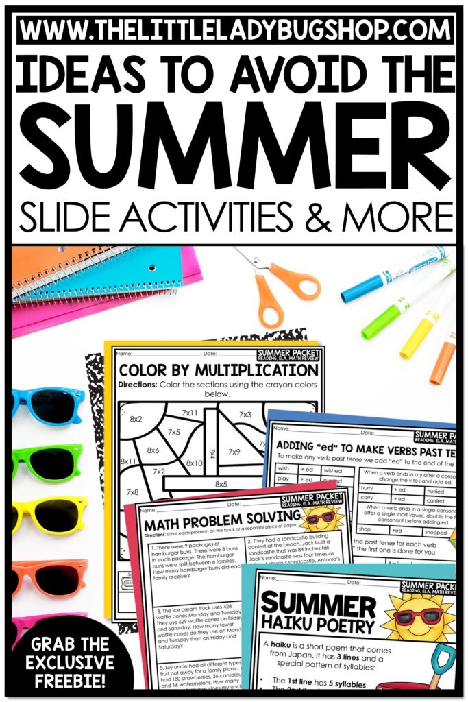 Avoid the Summer Slide Activities for Upper Elementary Students